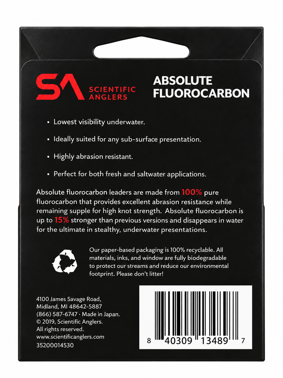 Absolute Fluorocarbon Saltwater Tapered Leader 9ft