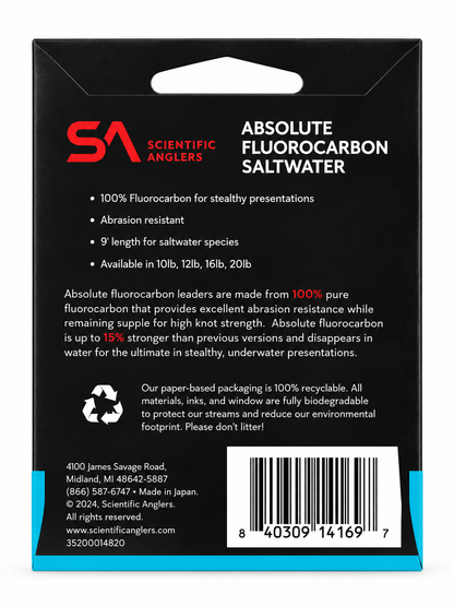 Absolute Fluorocarbon Saltwater Tapered Leader 9ft